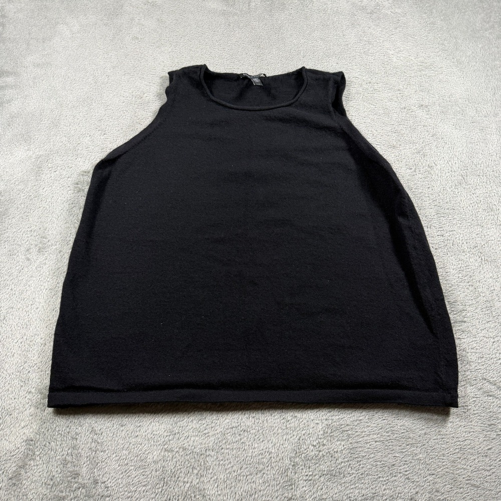 Eileen Fisher Extra Fine Merino Wool Knit Tank Top Women Medium Black Sleeveless